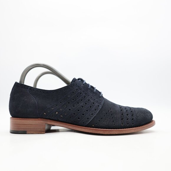 The Office of Angela Scott Mr Arthur Wingtip Oxfords Women's EU 38 Navy Suede - Picture 1 of 10